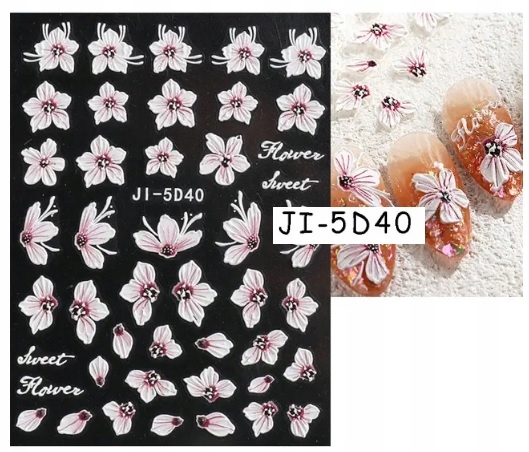 NAKLEJKI NA PAZNOKCIE SAMOPRZYLEPNE KWIATY 5D