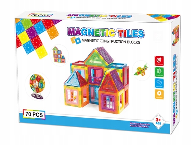 KLOCKI MAGNETYCZNE 3D MAGNETIC BLOCKS 70EL. DUŻE Kod producenta 5905623000176