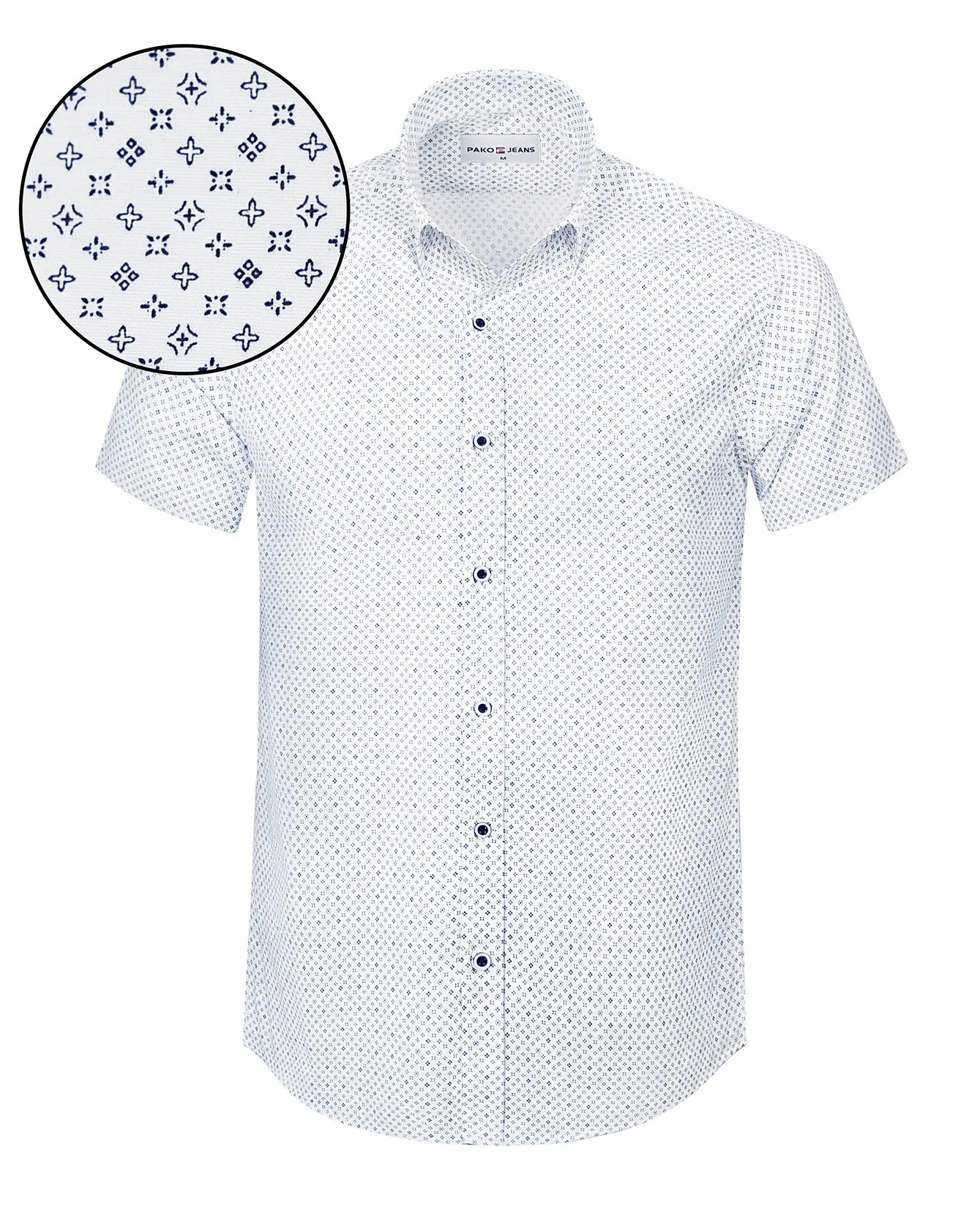 Pánská košile s krátkým rukávem Bílá Slim Fit Bavlněná Pako Jeans