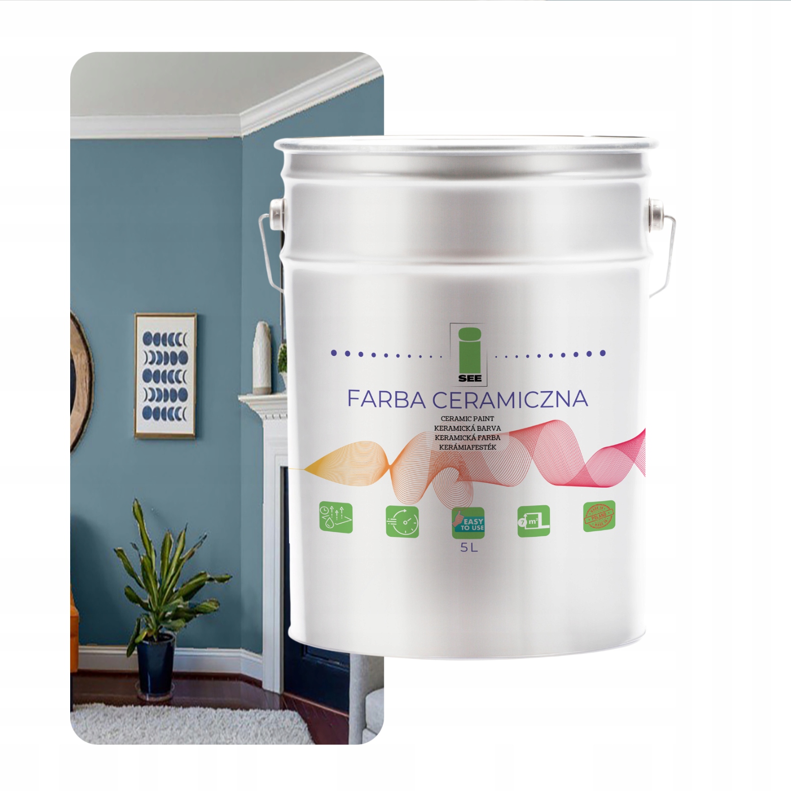Umývateľná Keramická Farba Na Stenu Sivá, Odtieň 5 L, Odolná Voči Škvrnám