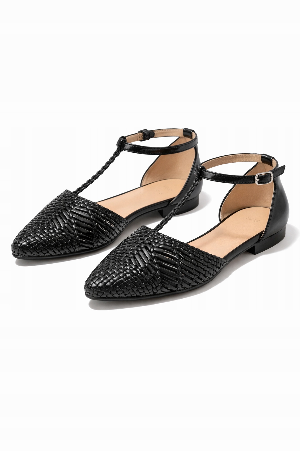 Černé Baleríny S Pletenými Pásky A Mašličkou 40 I3A