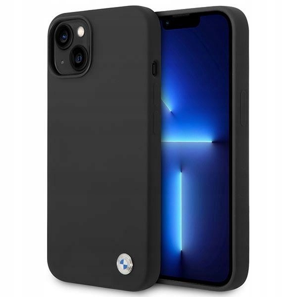 Bmw Liquid Silicone Case Metal Logo Pouzdro pro iPhone 14 (Černé)