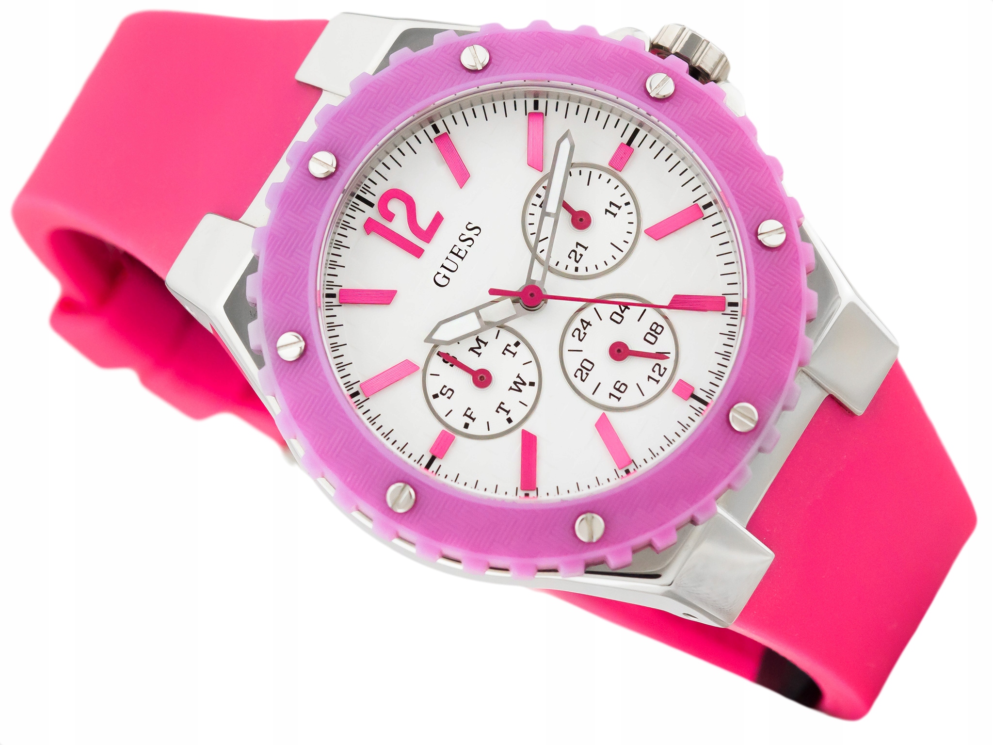 Dámské Hodinky Guess W90084L2 Růžové Módní Krabička