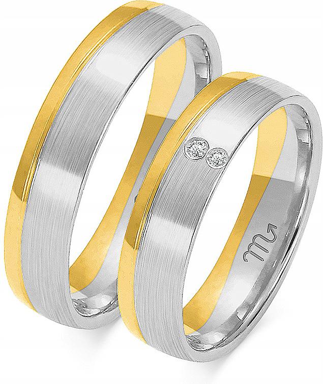 Zlaté svatební pro páry 14k 585 vel. 8 9 10, moderní model gravírování