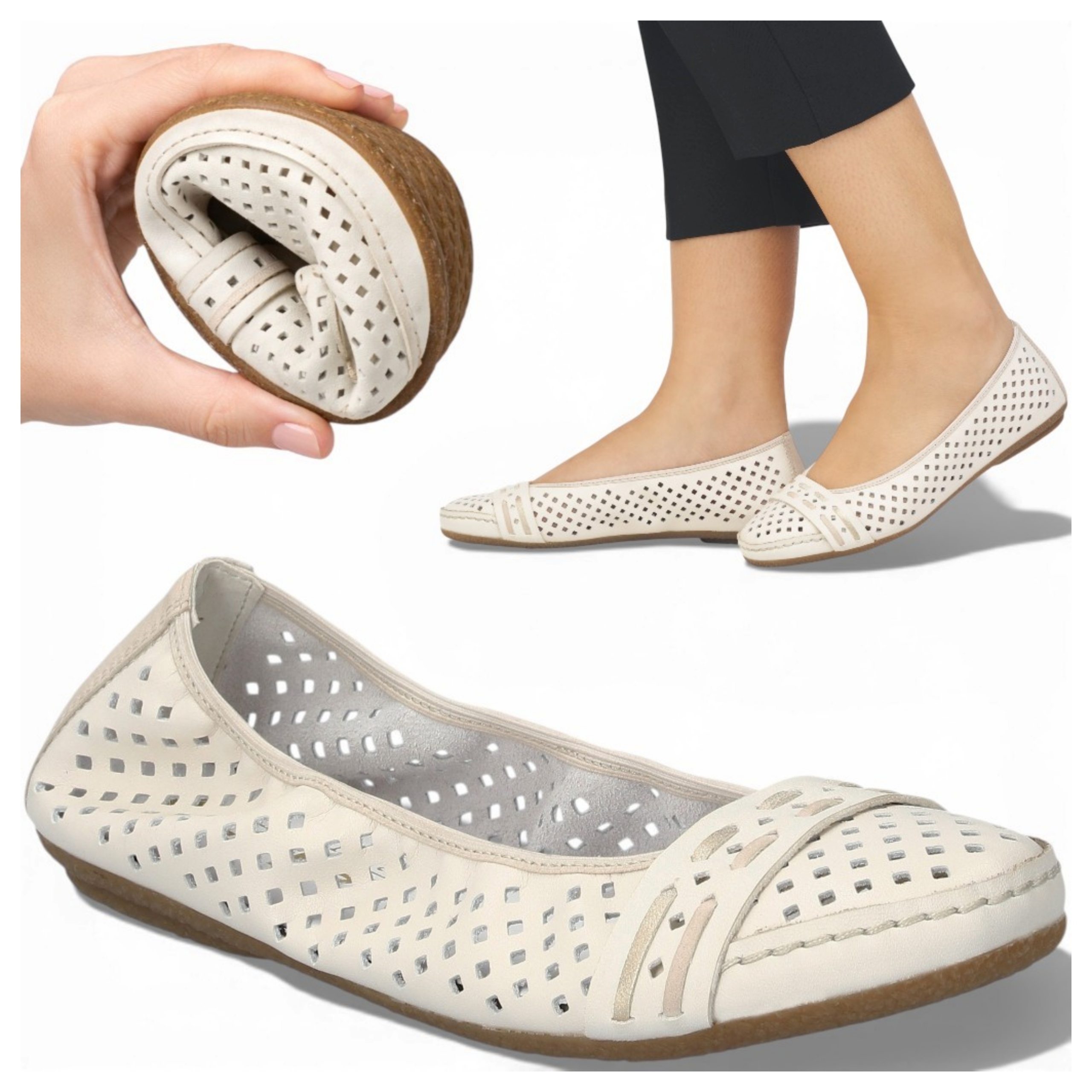 Rieker 40 Dámské baleríny Letní baleríny Kožené, prolamované, elastické boty