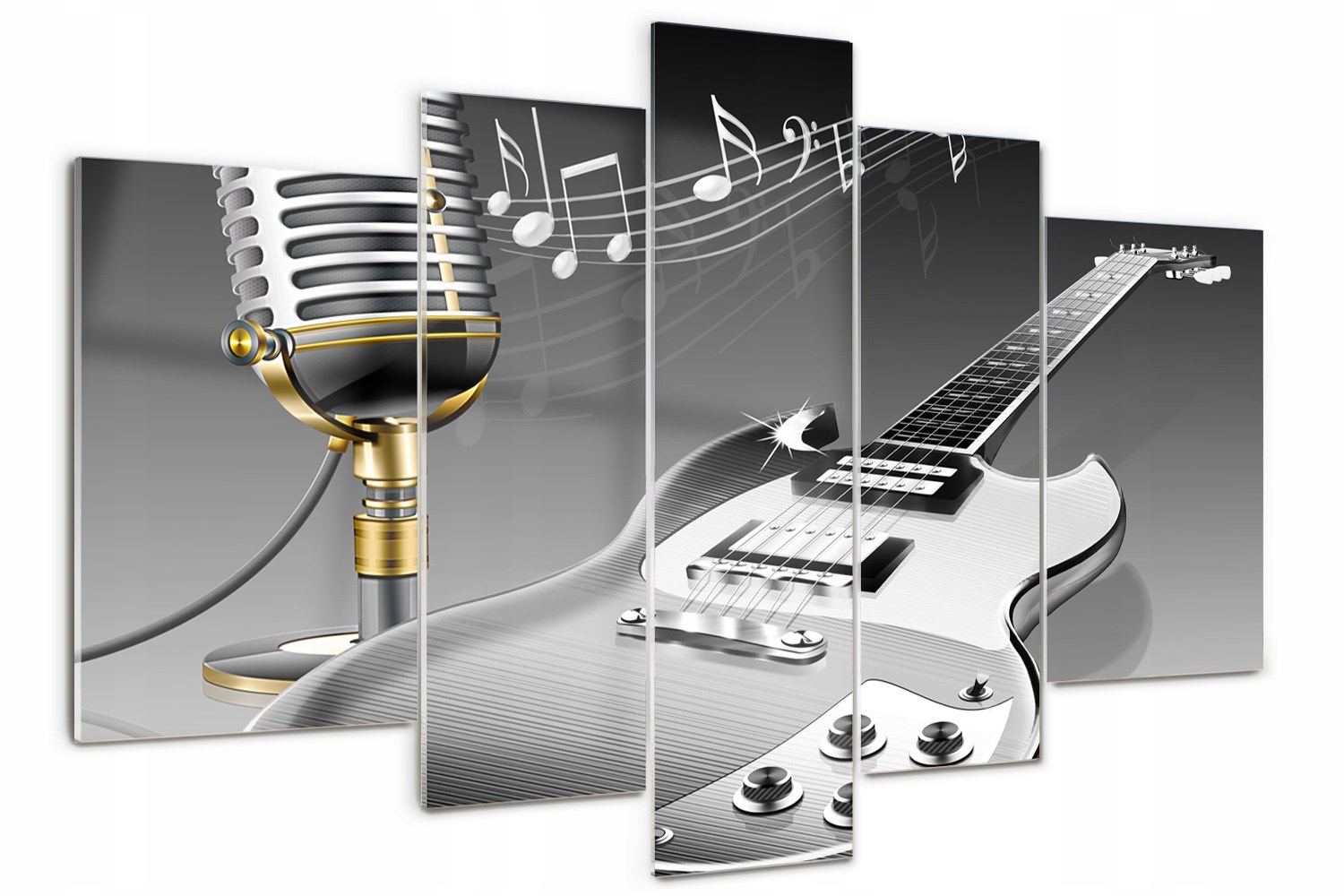 

Obraz szklany tryptyk Gitara i mikrofon 170x100cm