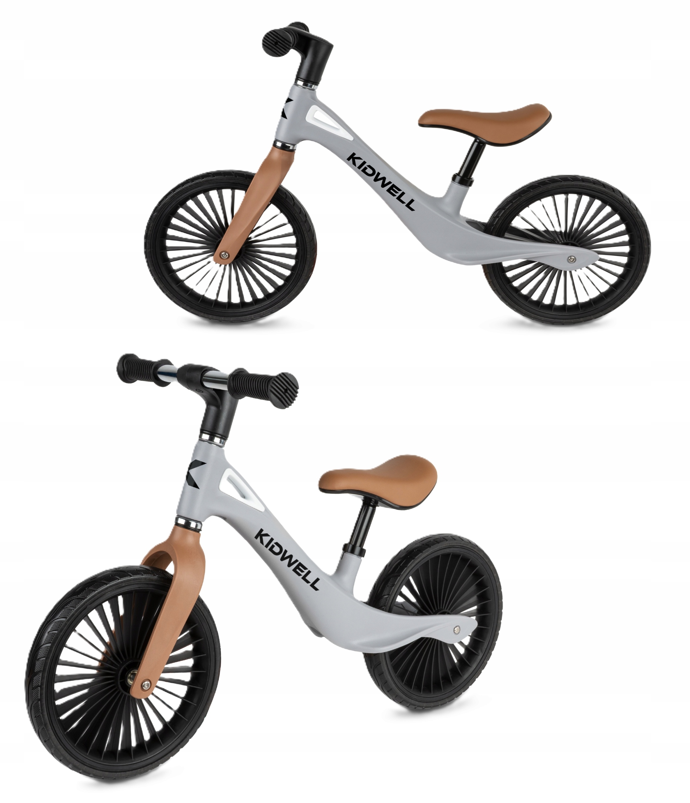 Rowerek biegowy biegówka dla dziecka Kidwell Nix szaro brązowy
