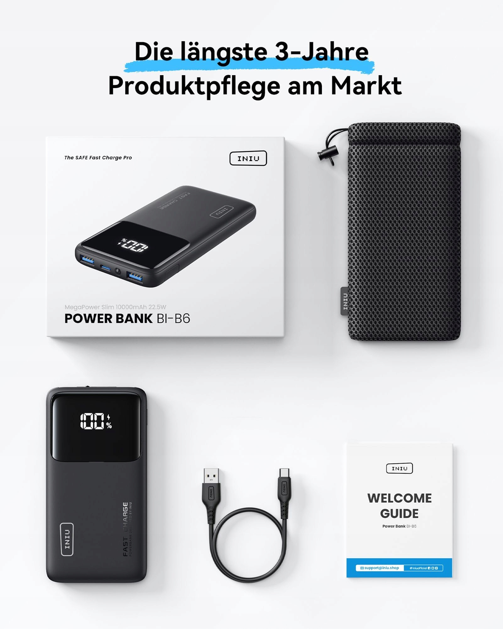 INIU Power Bank Szybkie Ładowanie 10000mAh USB C PD3.0 QC4.0 iPhone Samsung — miniatura 9
