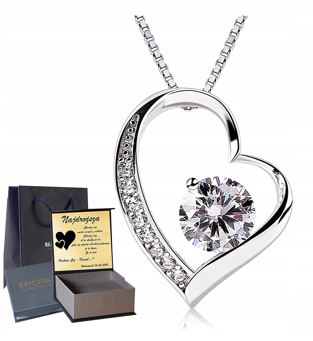 

Serce Naszyjnik Swarovski Prezent Srebro Grawer
