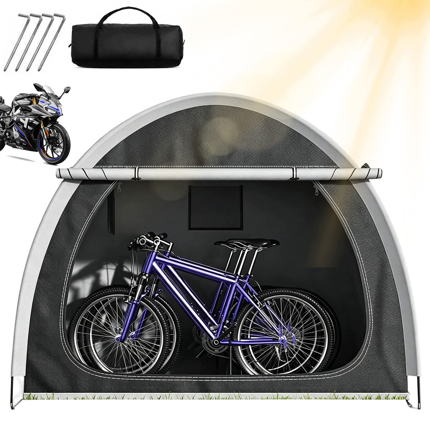 Namiot Rowerowy 210X150X165CM Wodoodporny Uv Oxford 210D Garaż Ogrodowy
