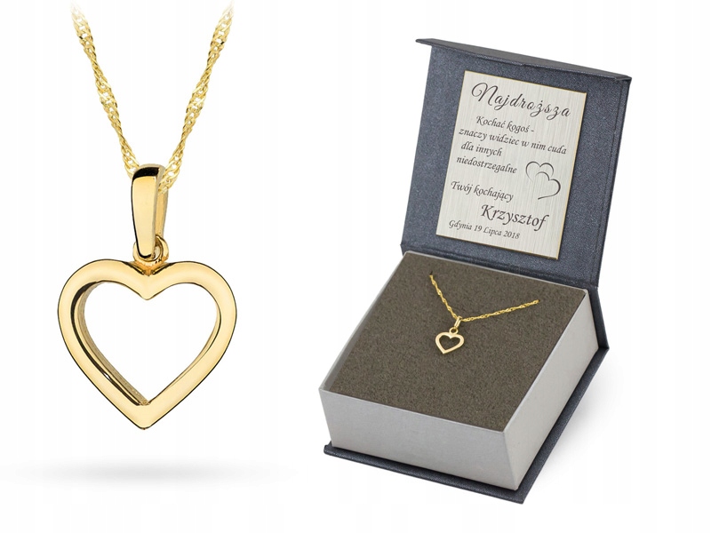 Zlatý Komplet Řetízek Přívěsek Srdce ryzosti 585