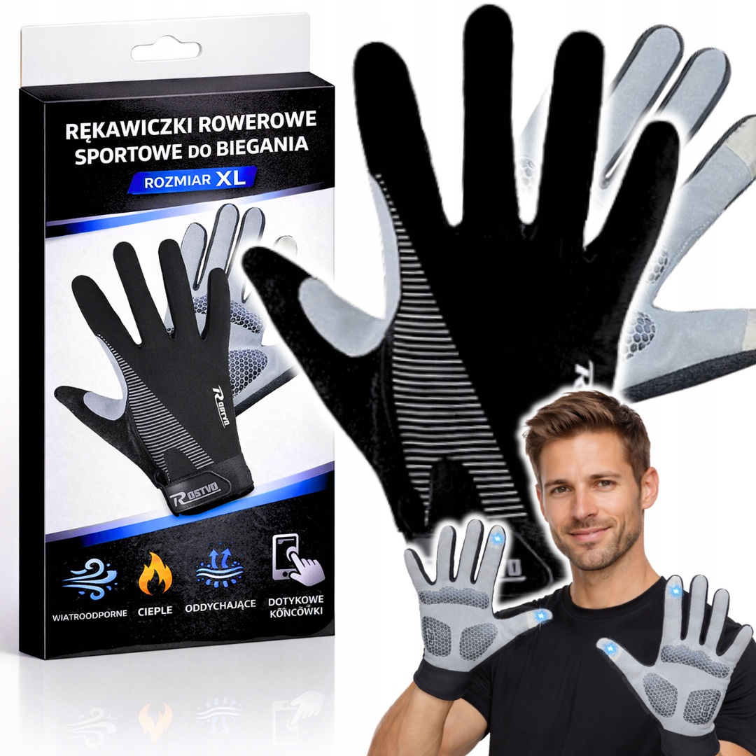 Rękawiczki do BIEGANIA Rower DOTYKOWE TERMICZNE Męskie Damskie