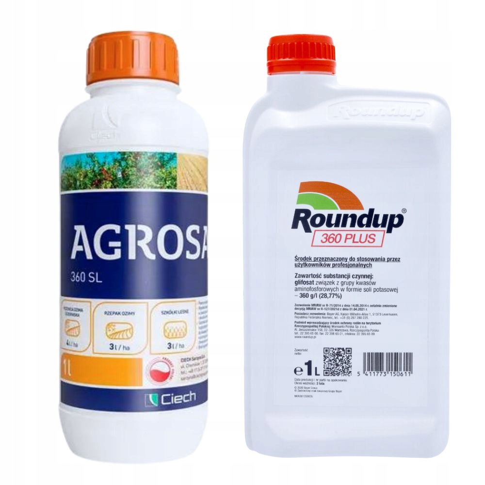 ROUNDUP RANDAP BAYER 1L + AGROSAR 1L CIECH NA CHWASTY na bazie glifosatu