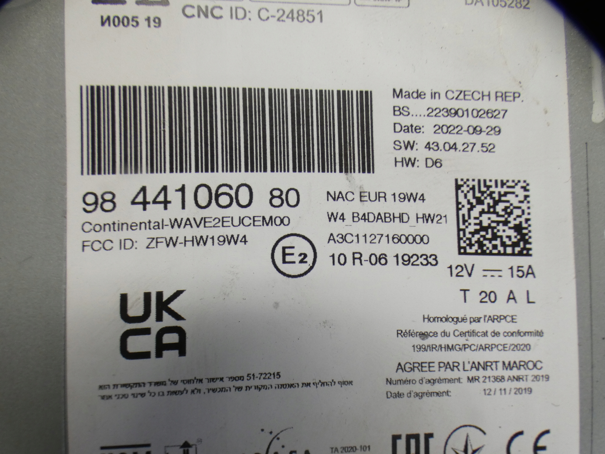 RADIO Navigation CITROEN C4 III 9844106080