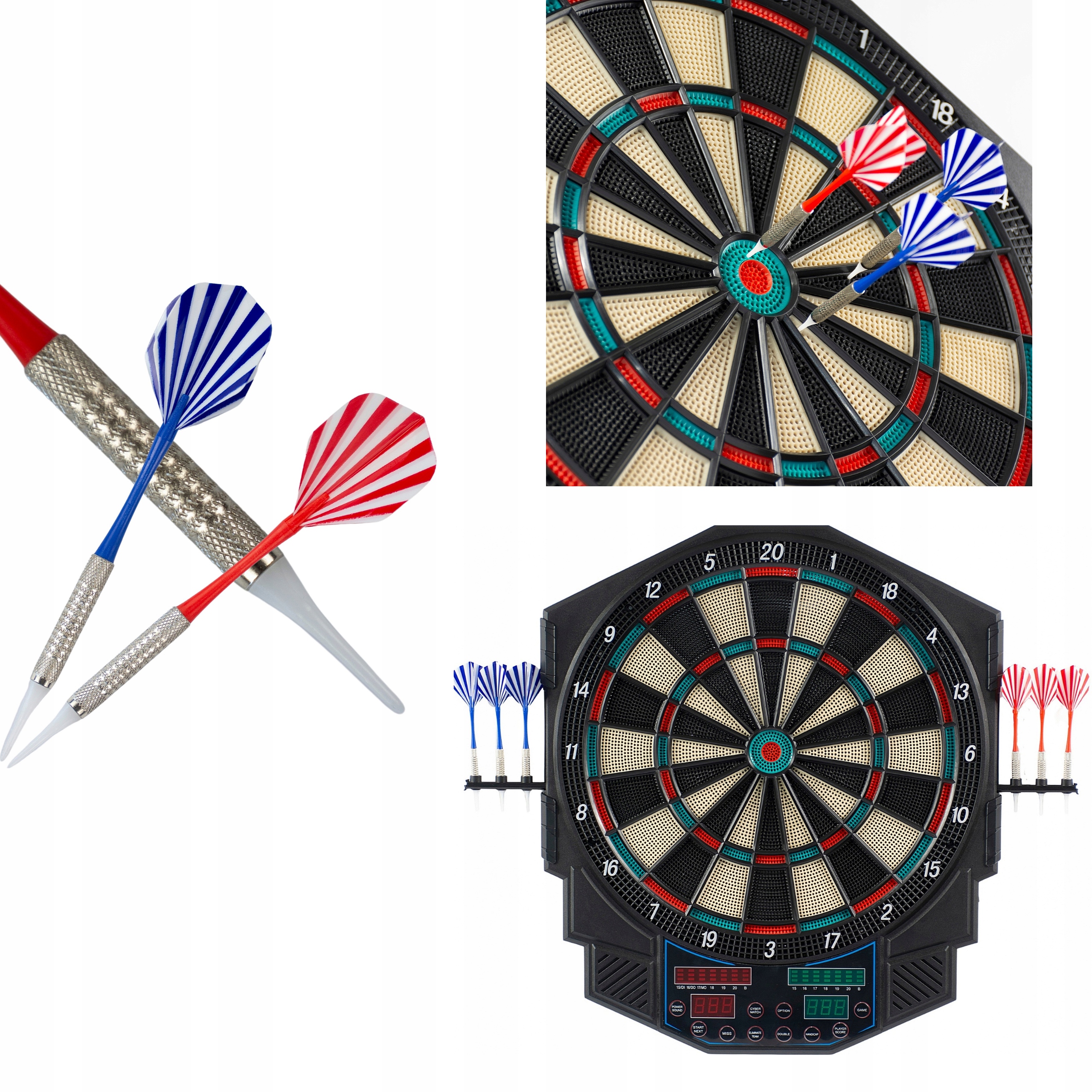 Elektronický šipky 49 Cm, napájecí zdroj 27 Led her, 4 počítadla, černá barva