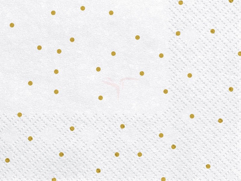 Serwetki papierowe - Białe - Złote Kropki - 33 x 33cm - 20 sztuk