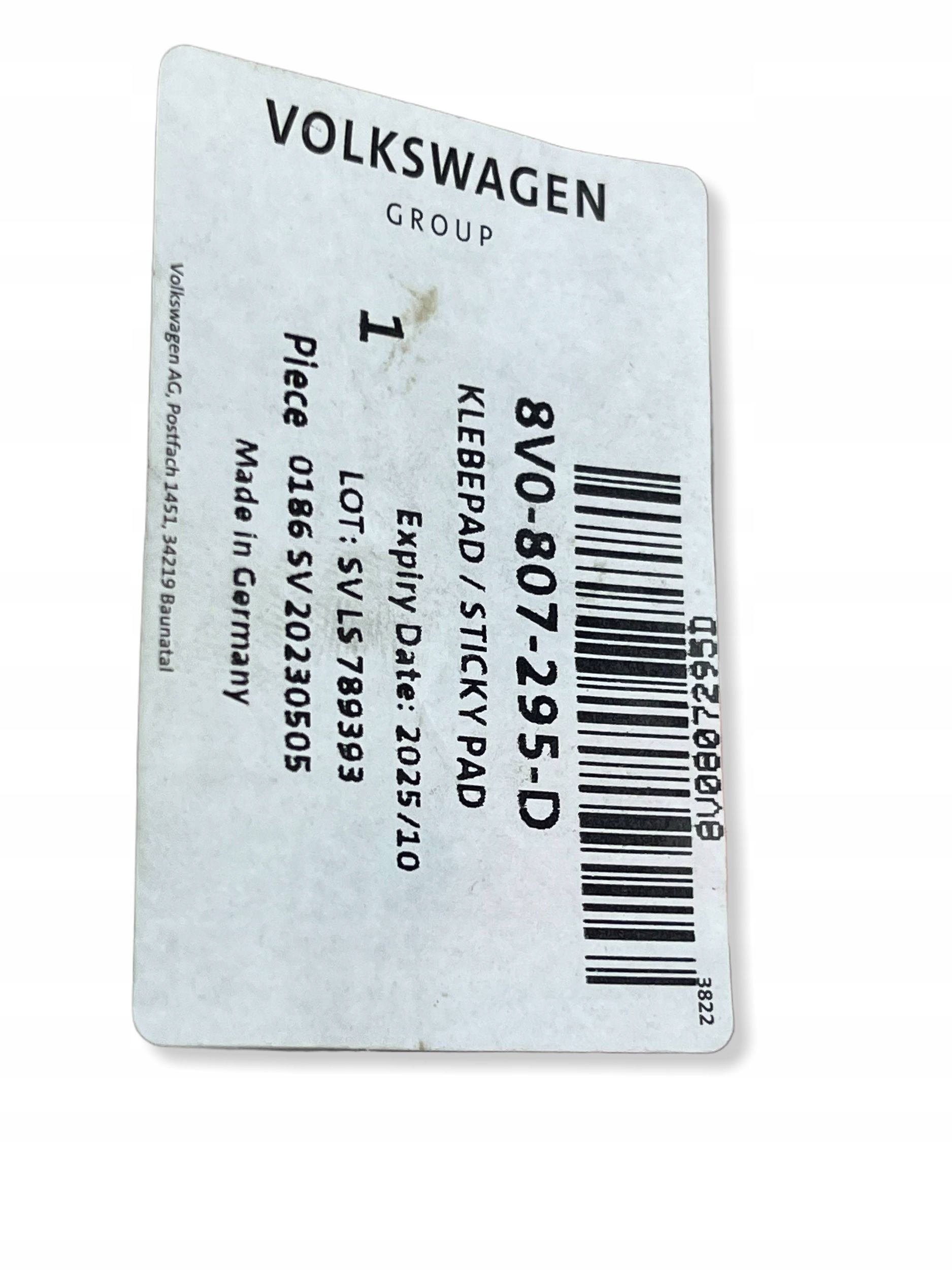 PASEK SAMOPRZYLEPNY Audi VW SKODA 8V0807295D Originale!! !J