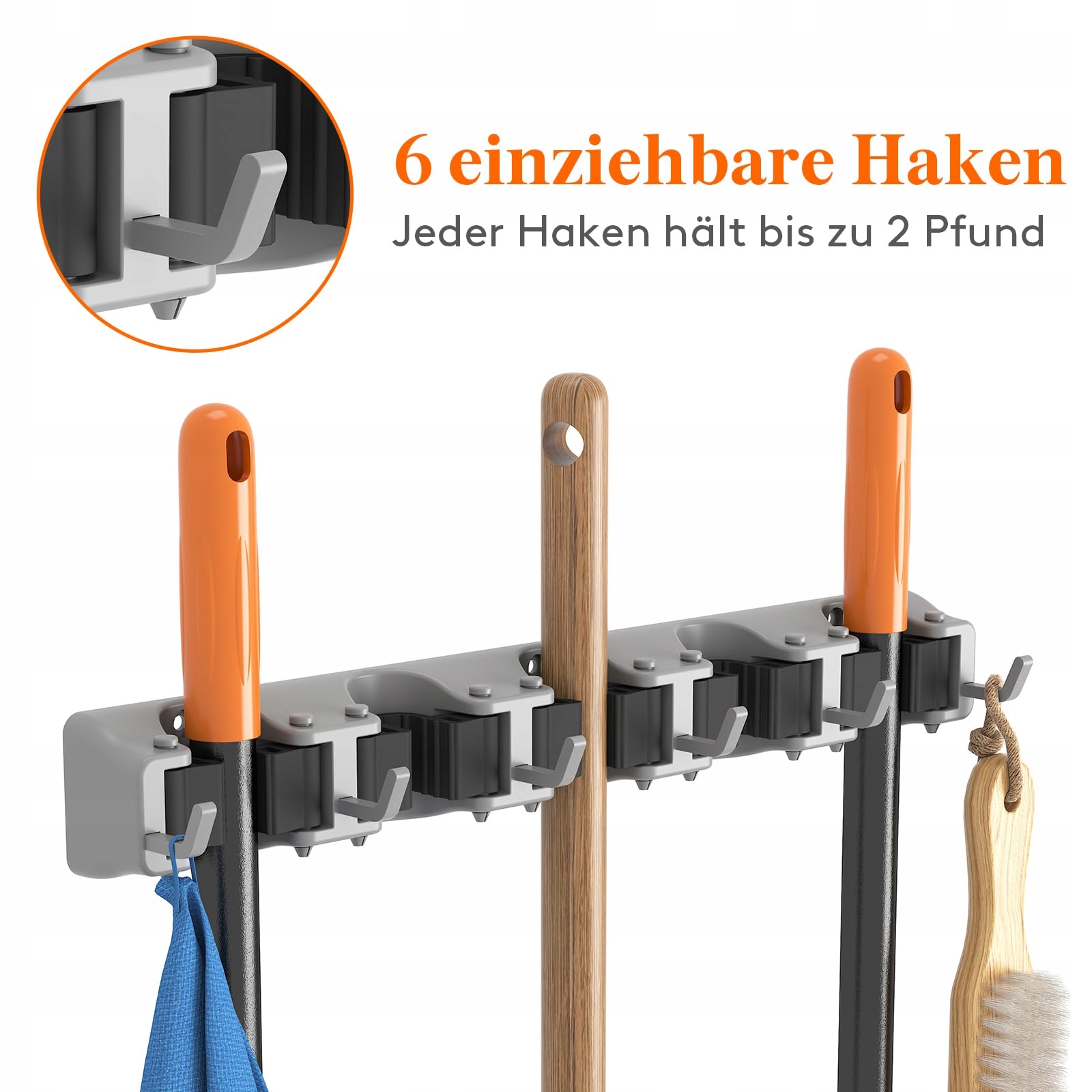 Lifewit Uchwyt Na Miotły Antypoślizgowy Organizer Do Kuchni Garażu