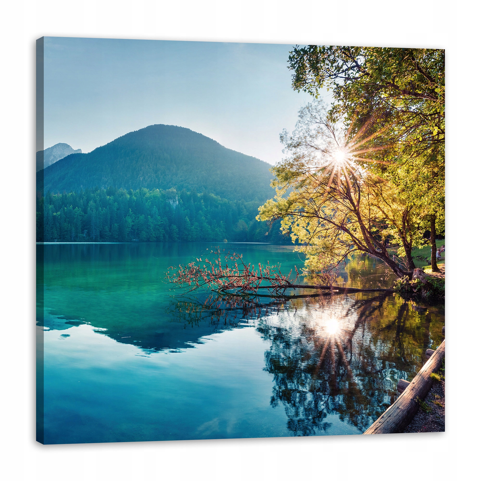 Obraz na plátně Slunce nad horami Jezero Voda Klid 80x80 cm