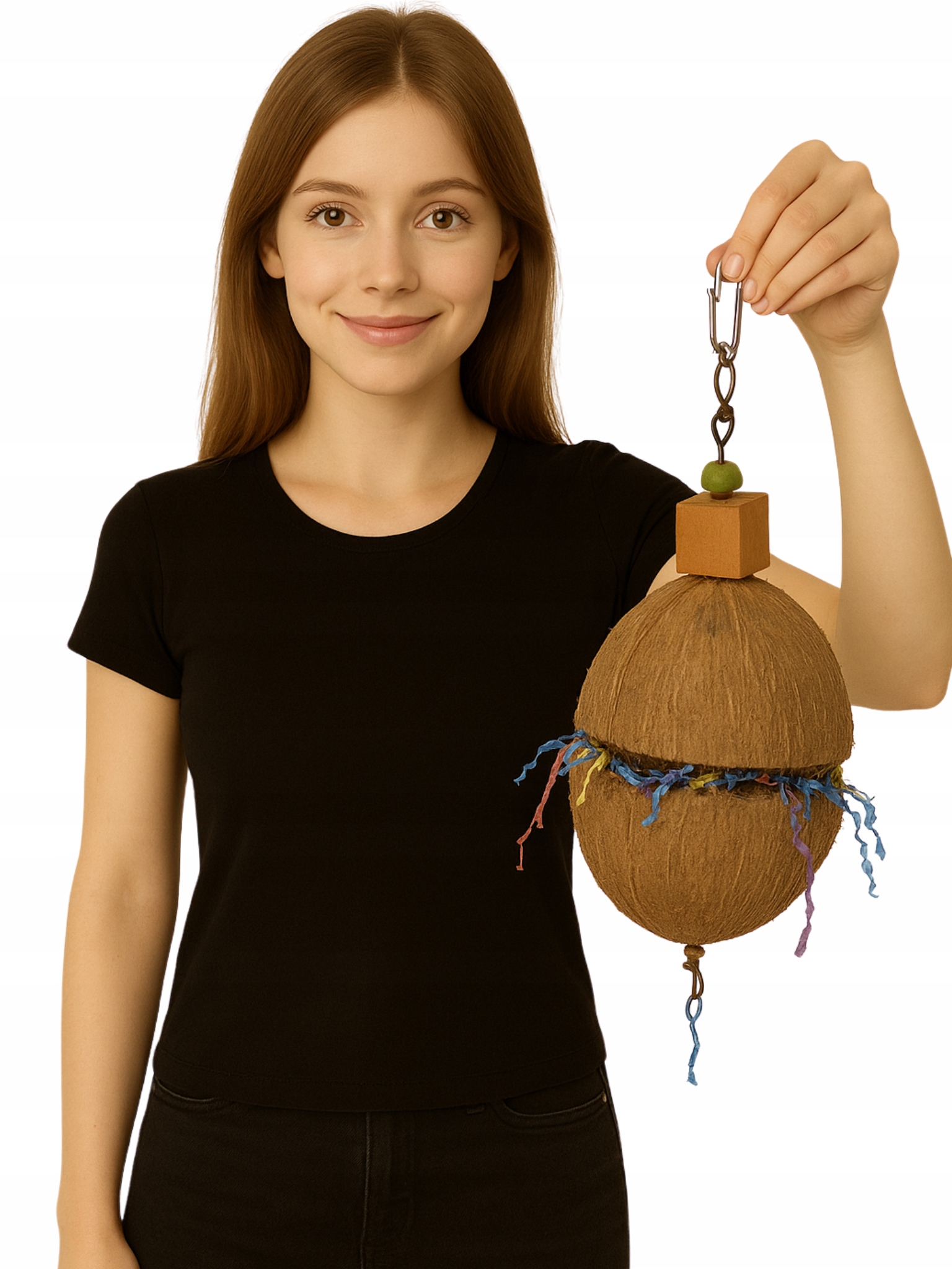 Levně Kokos na krmení Přírodní a bezpečná hračka pro papoušky