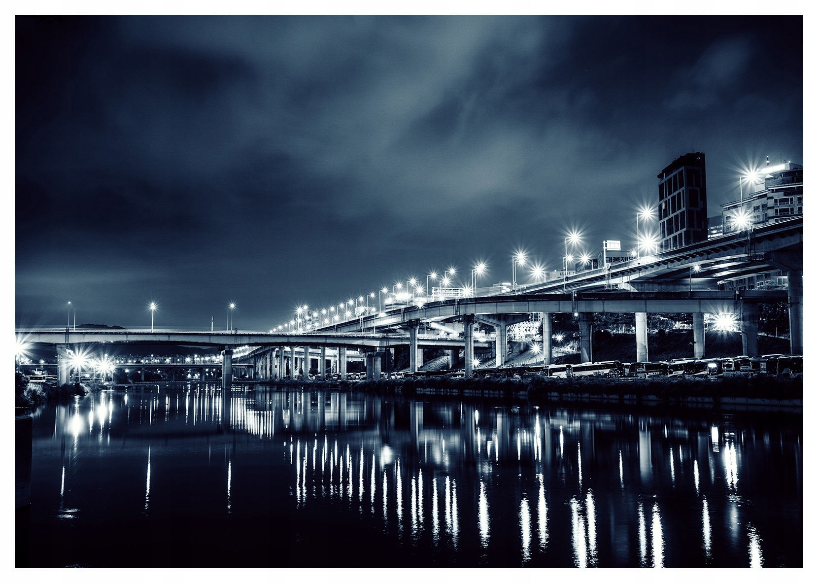 Vliesová fototapeta Noční město Estakada Most světla 368x280 lepidlo