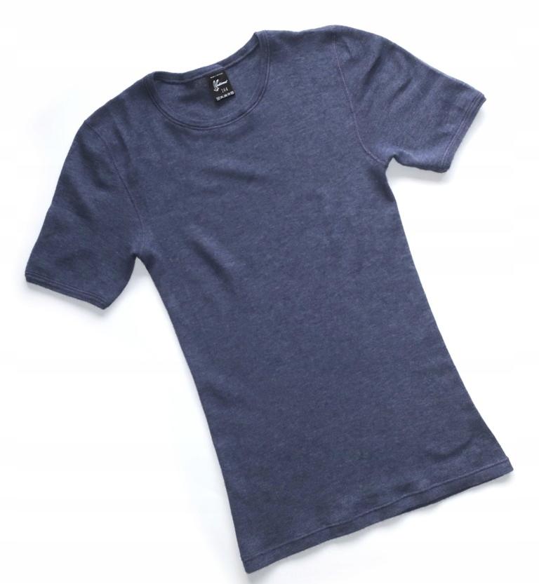 Niebieska Bluzka Wełna Angora Wełniana Narty Zima Krótki Rękaw 164 Xs