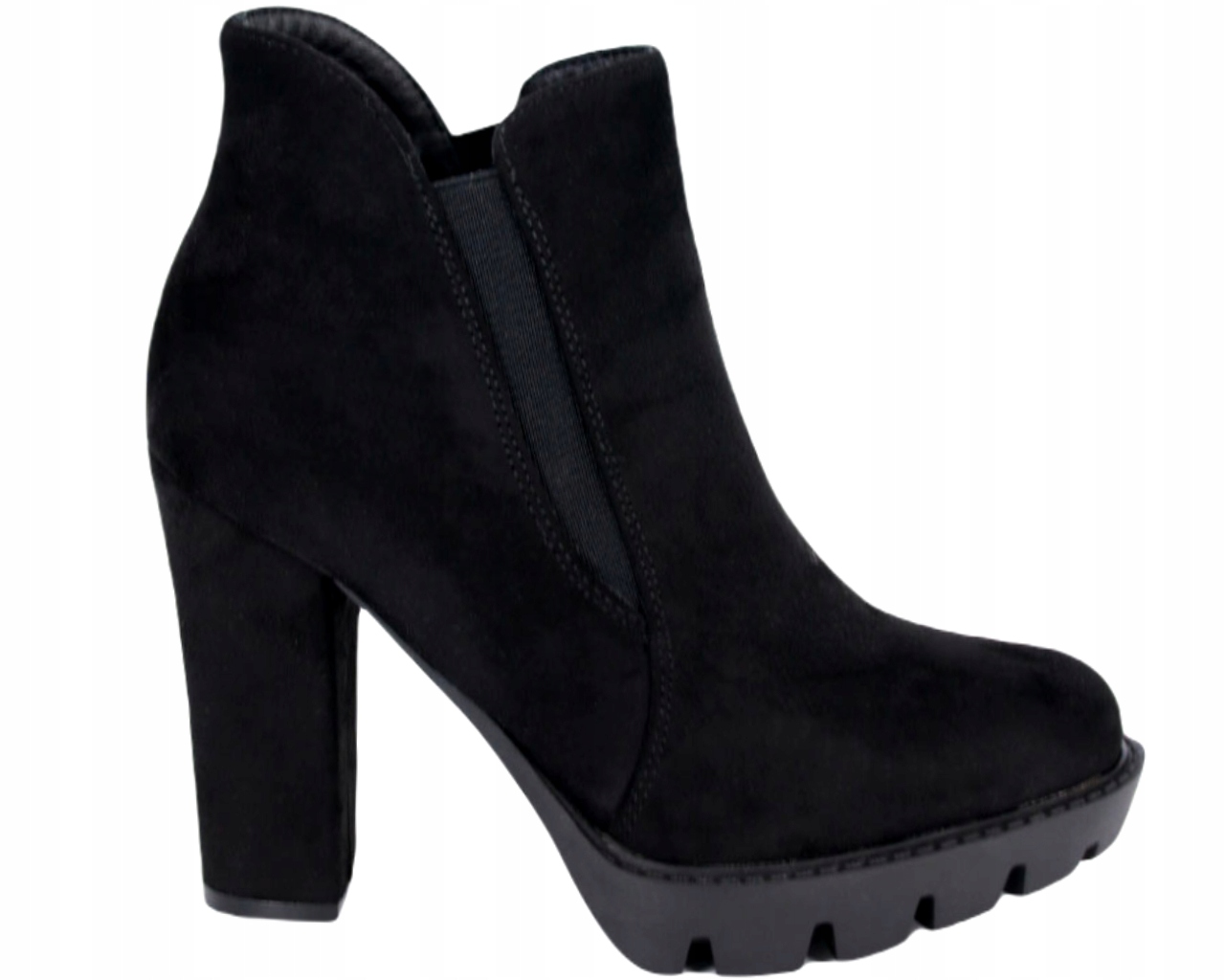 Lehké Pohodlné Kotníkové Boty Na Podpatku, Masivní Semiš, Černé Dámské Boty, Velikost 40