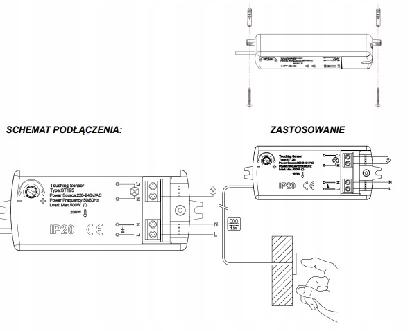 Czujnik ruchu PIR włącznik ruchu WP-3B IP20 360 stopni podczerwień Typ czujnik
