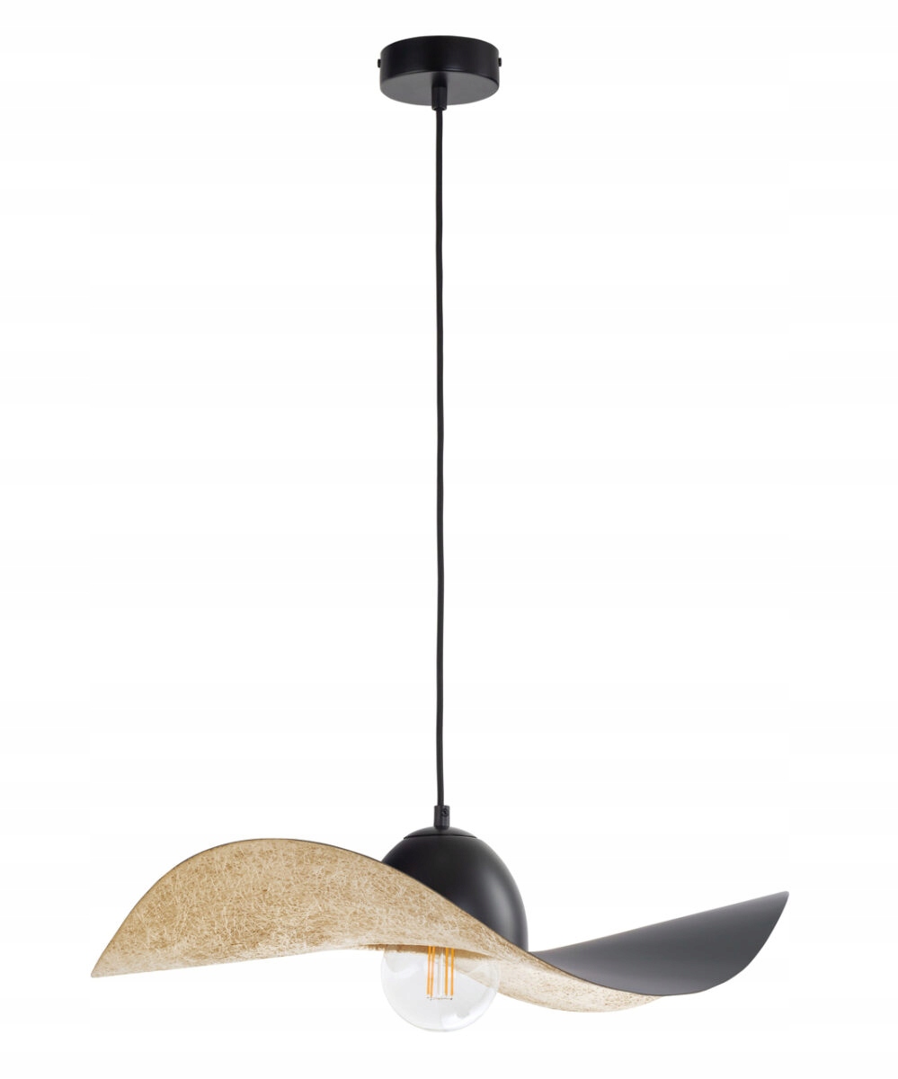 Závesná dekoratívna lampa v tvare klobúka čierna zlatá 55 cm Sigma
