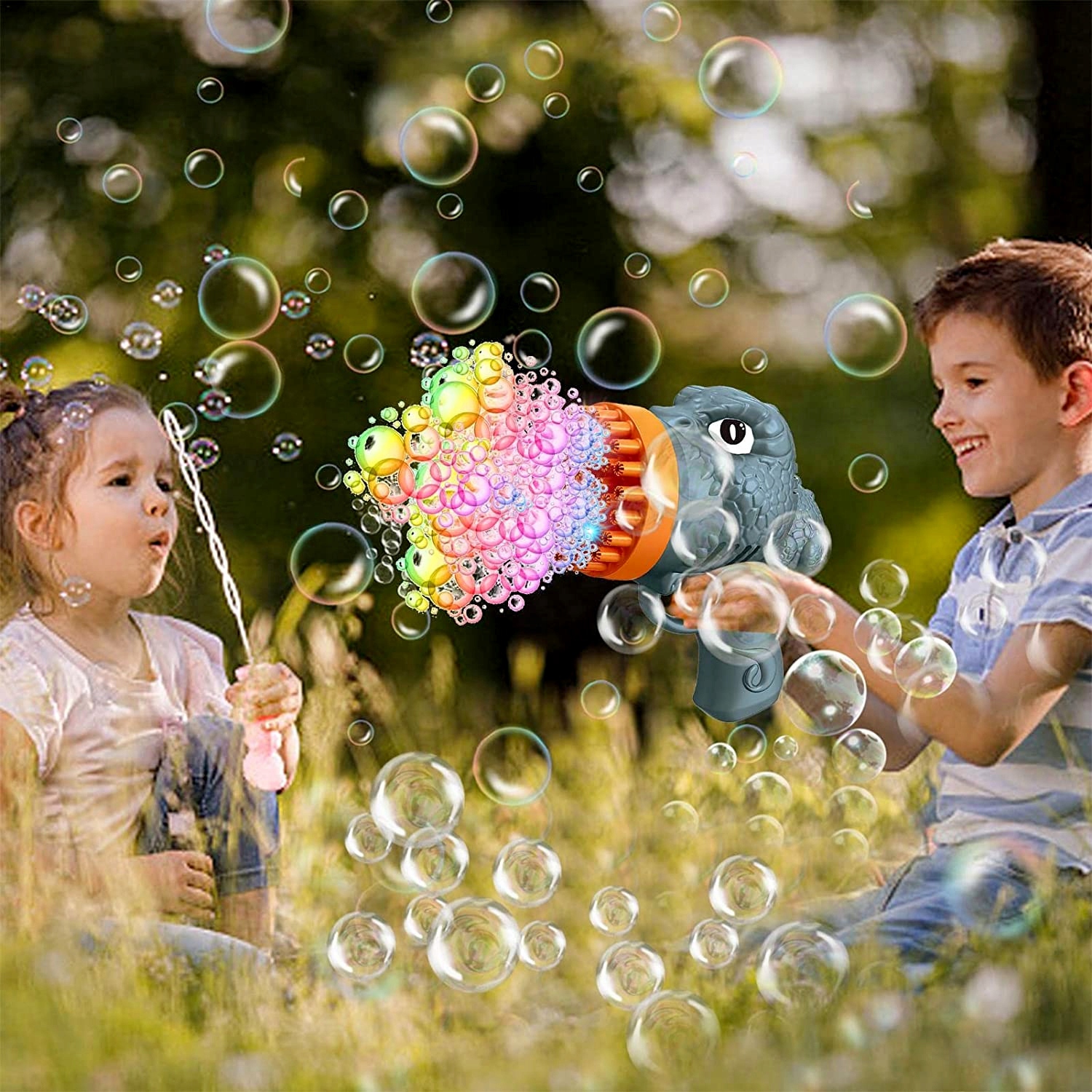 Pistolet na BAŃKI MYDLANE MASZYNKA DO BANIEK MYDLANYCH Bazooka LT PŁYN Marka bez marki