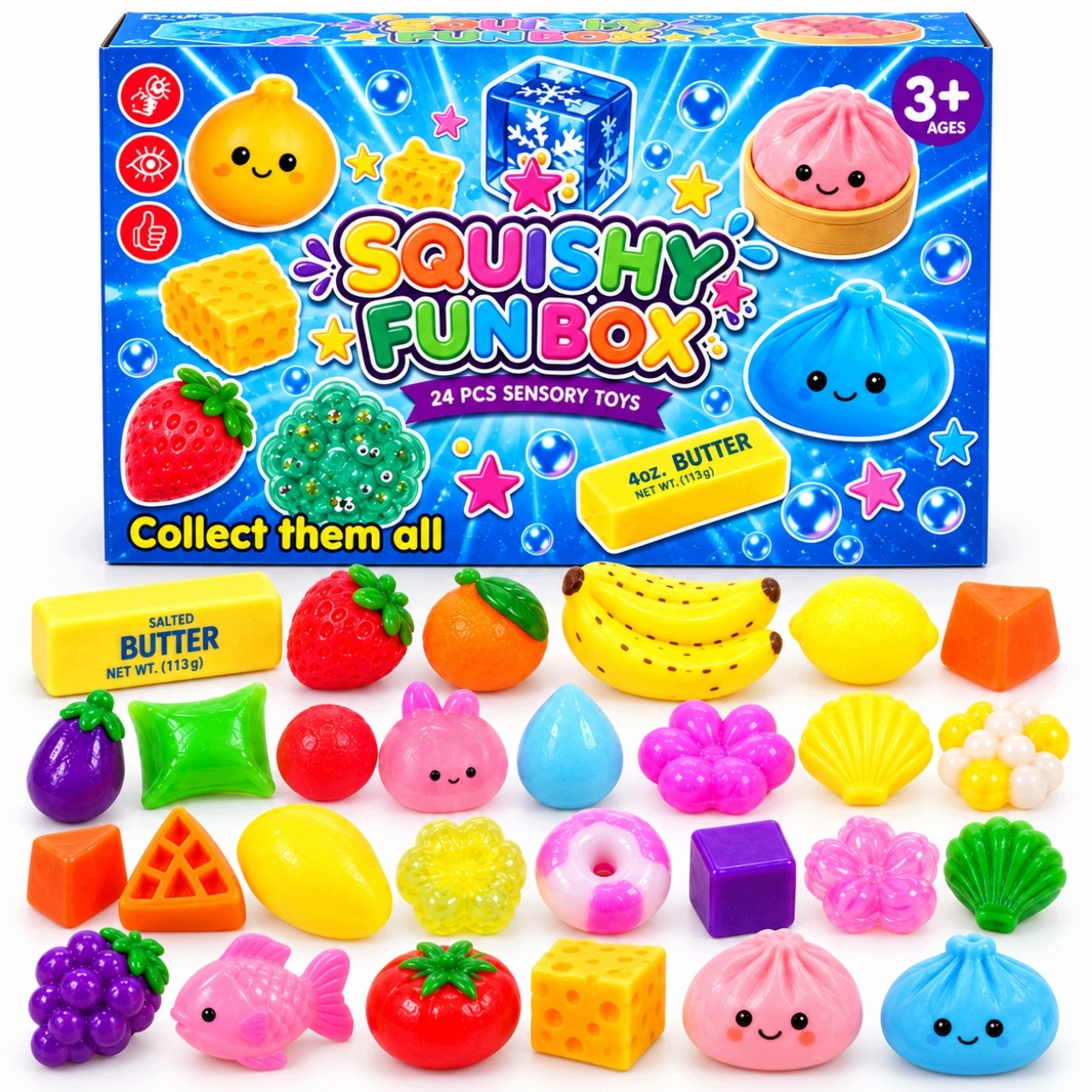 Адвент-календарь Senti подвесной, 24 сенсорные мялки Squishy