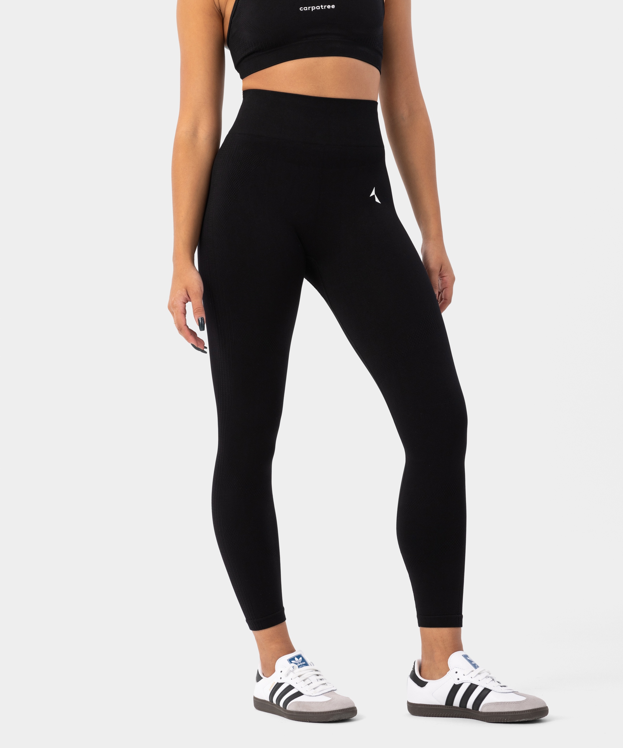 LEGGINSY SPORTOWE CZARNE WYSOKI STAN MODELUJĄCE BIEGANIE - M