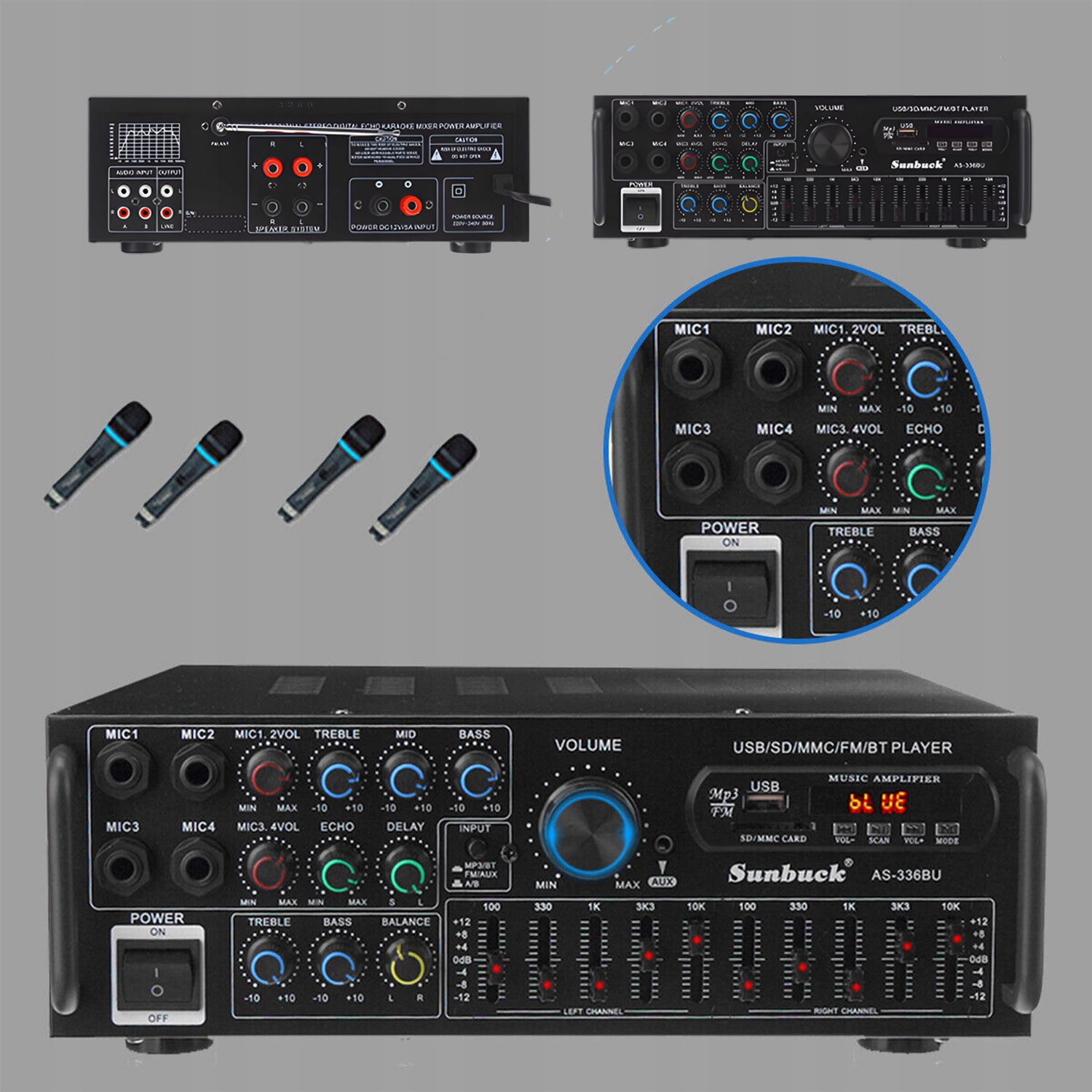 Wzmacniacz Audio Bluetooth 5.0 4 Mikrofony Zintegrowany Wysokość produktu 5.6 cm