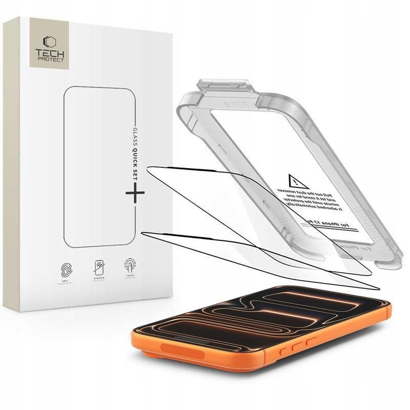 Szkło hartowane na iPhone 17 Pro Max z aplikatorem Quick Set+ czarne 2 sz