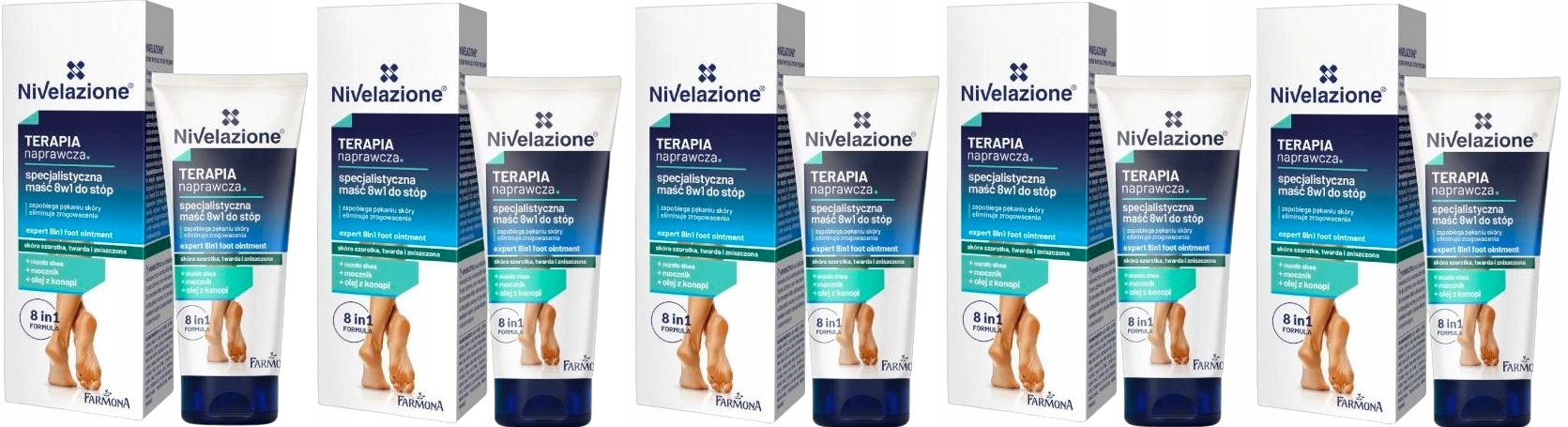 5 kusů Specializovaná Mast 8V1 Na Nohy 50 ML Nivelazione Podráždění
