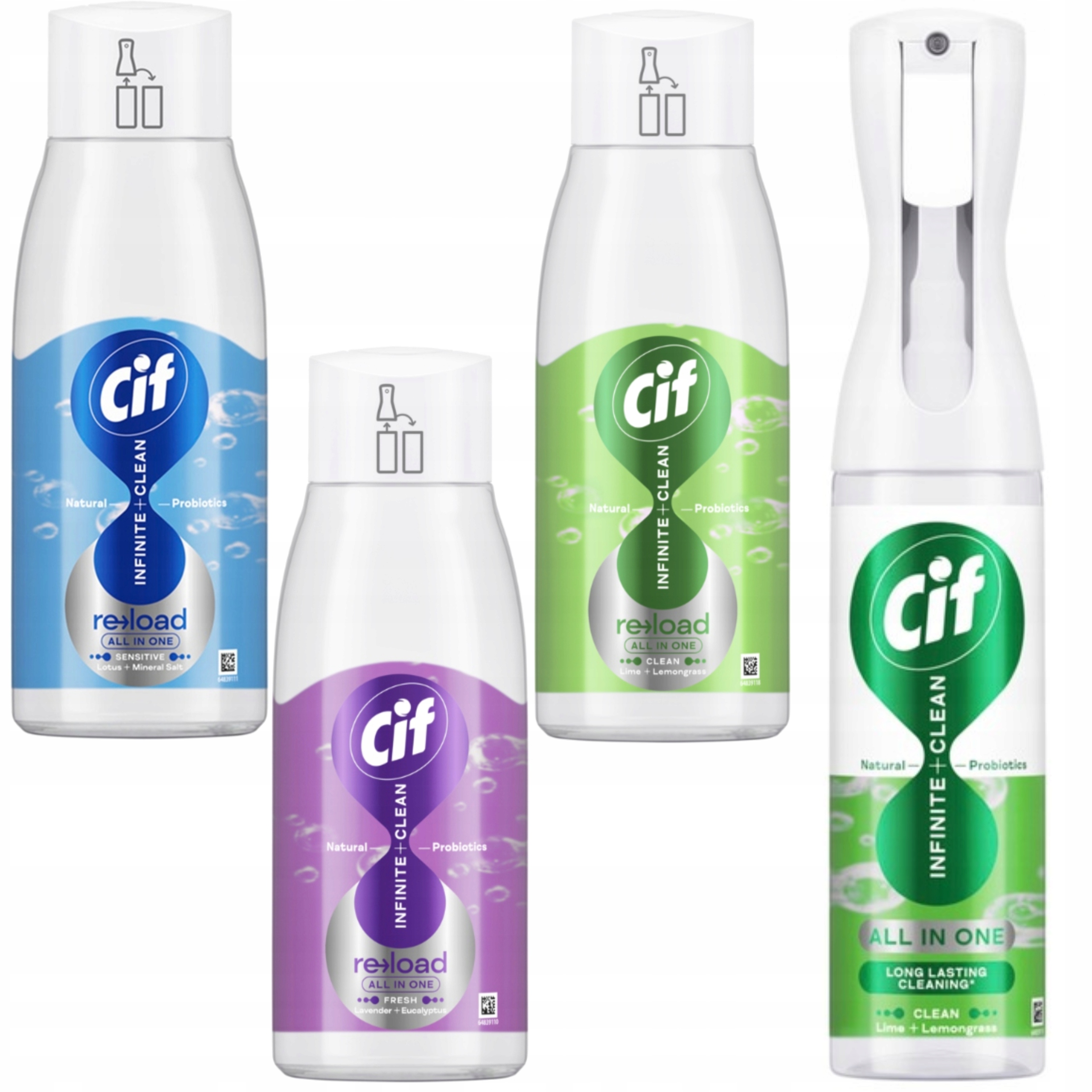 Levně Cif Infinite Clean Lime +Lemongrass Univerzální sprej 280 ml 3x náplň 590 ml