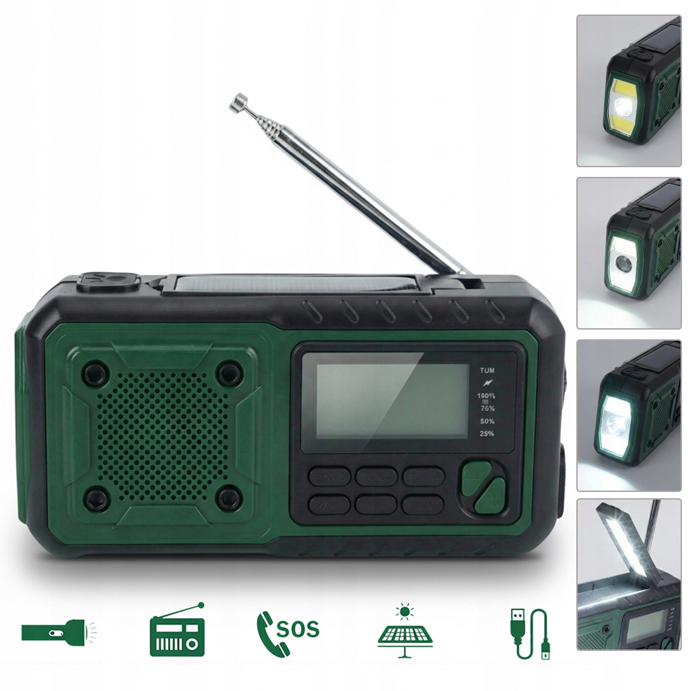 4000 Mah Turistické Rádio Dlouhá Anténa Svítilna Omáčka Hiking Outdoor