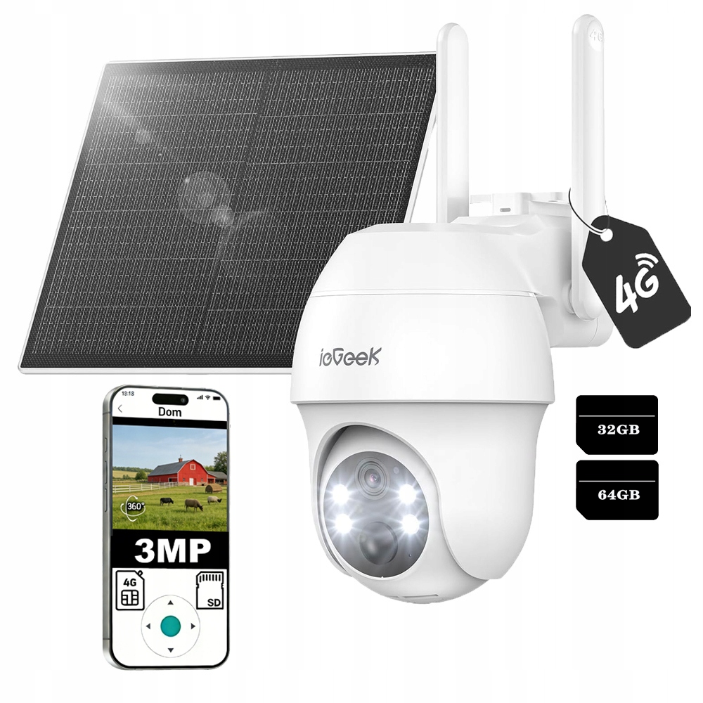 Lte venkovní kamera 4G Ptz Solární kamera s Sim kartou a paměťovou kartou