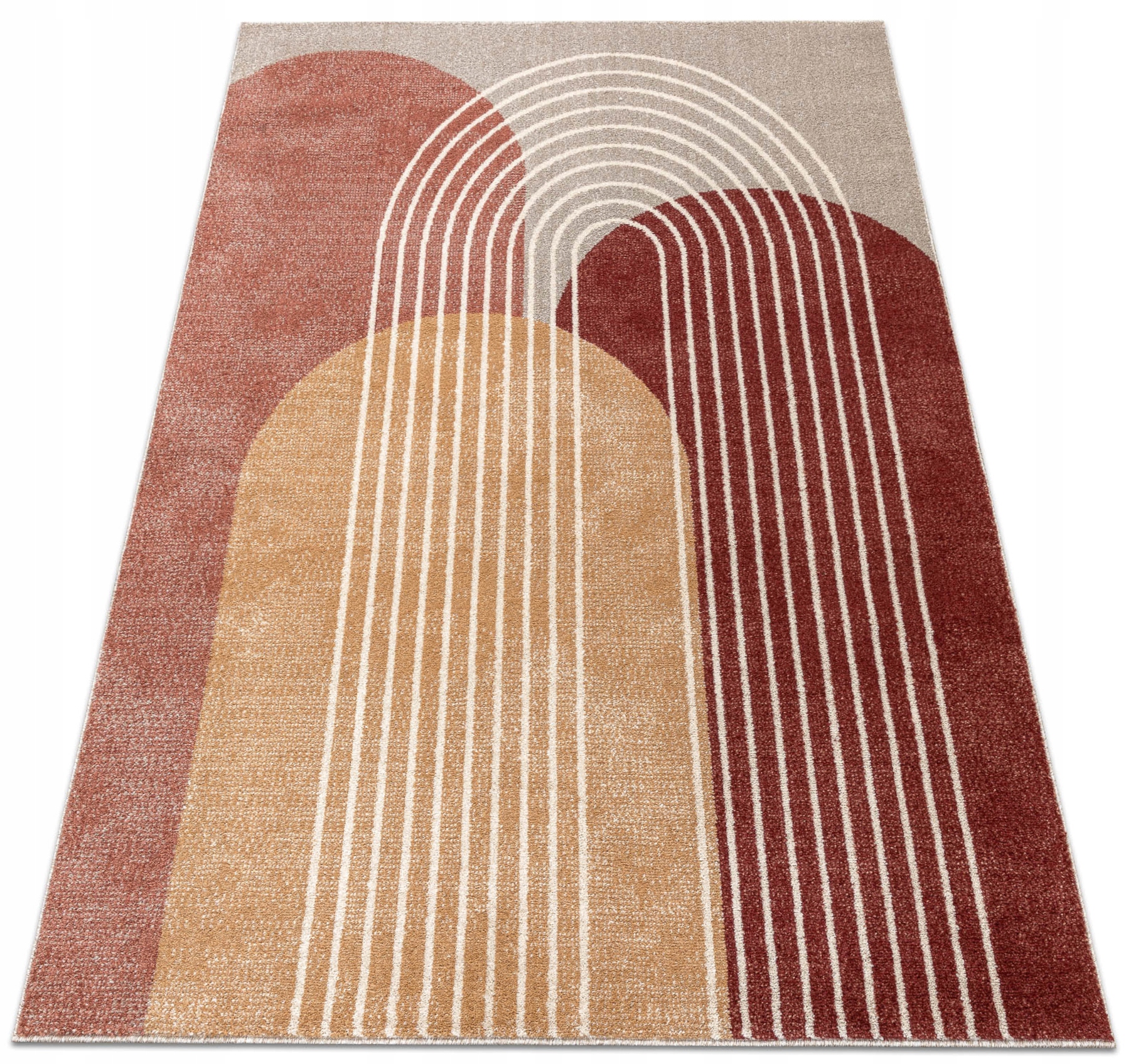 Dywan Fusion 200x290 beż terakota w stylu art deco boho geometryczny w łuki