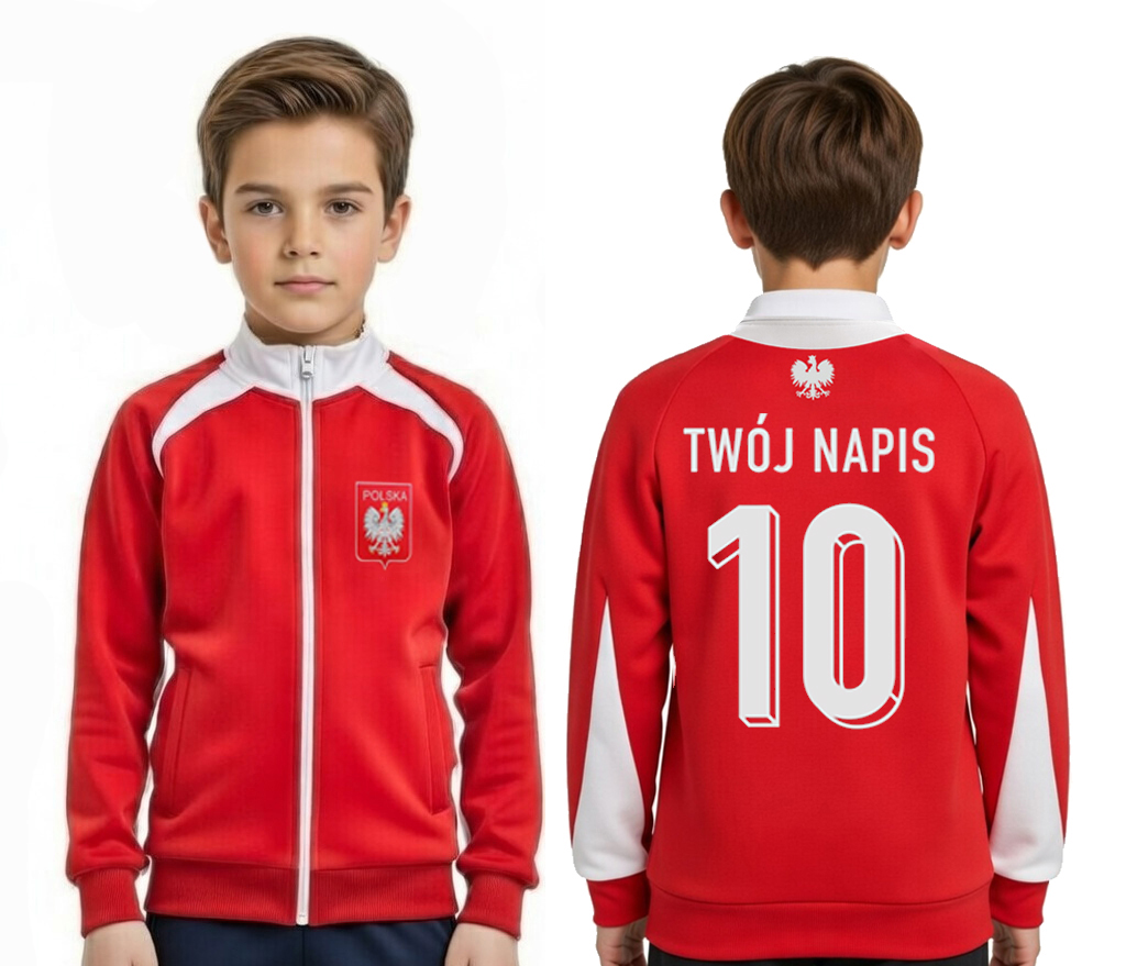 Polska Bluza piłkarska dres reprezentacji Twój własny Napis Imię 140