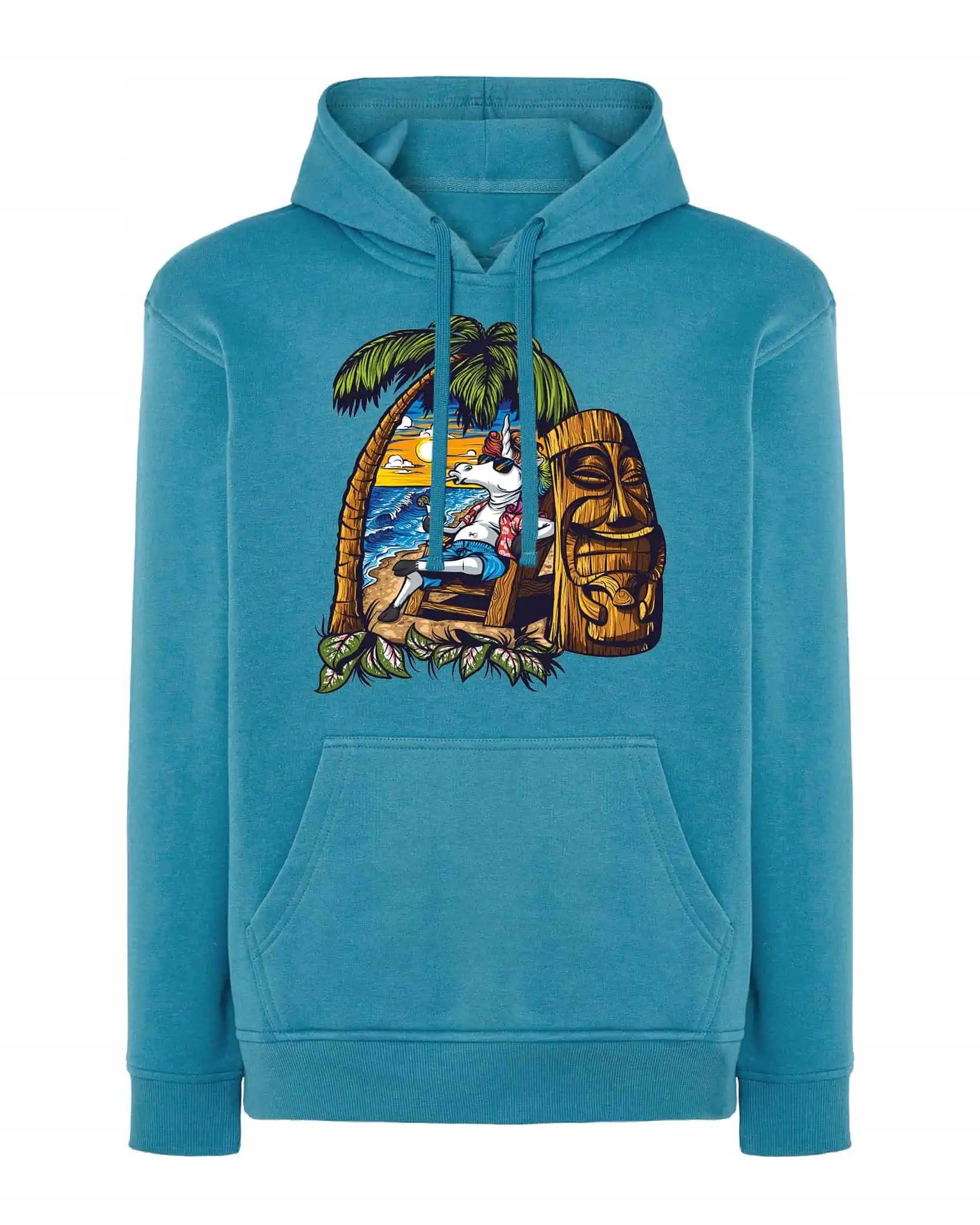 Mikina s kapucí Jednorožec na pláži Dovolená Modrá XL