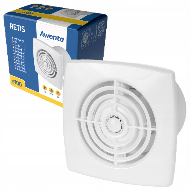 Wentylator łazienka Awenta Retis z czujnikiem ruchu i timerem WR100R
