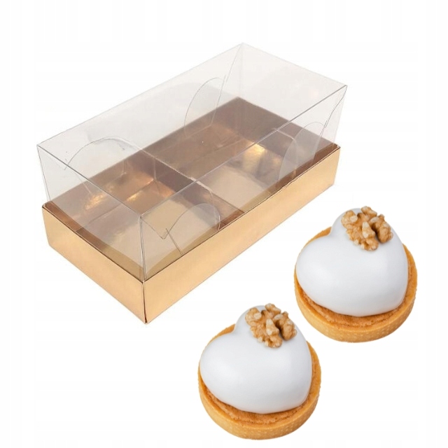 Levně Krabička na 2 jednoporcové zlatavé muffiny 17,5x8,5x7,5 cm, balení po 10 kusů