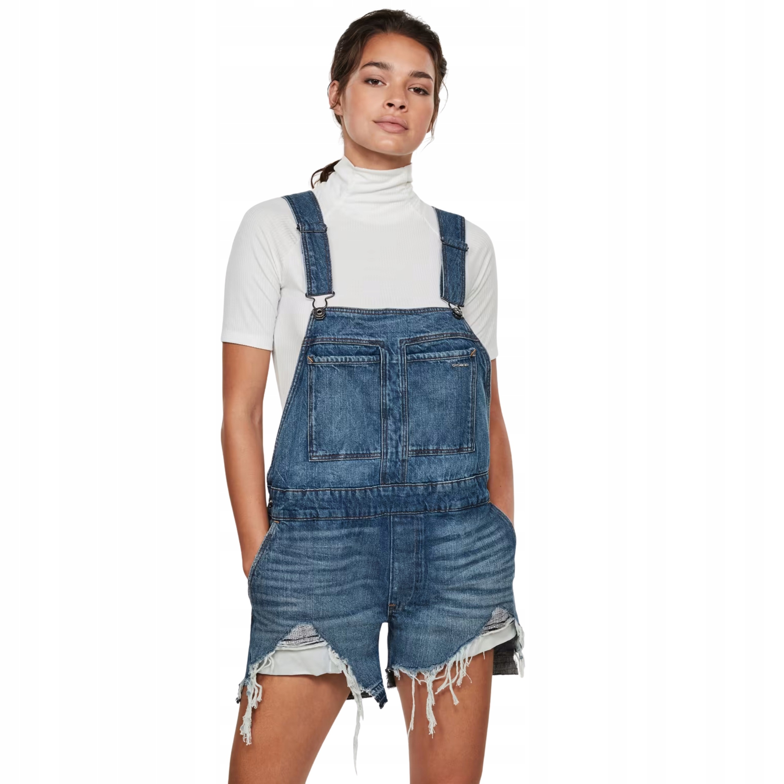G-Star Raw Faeroes Boyfriend Short Overall Ripped Dámské zahradnické kalhoty S