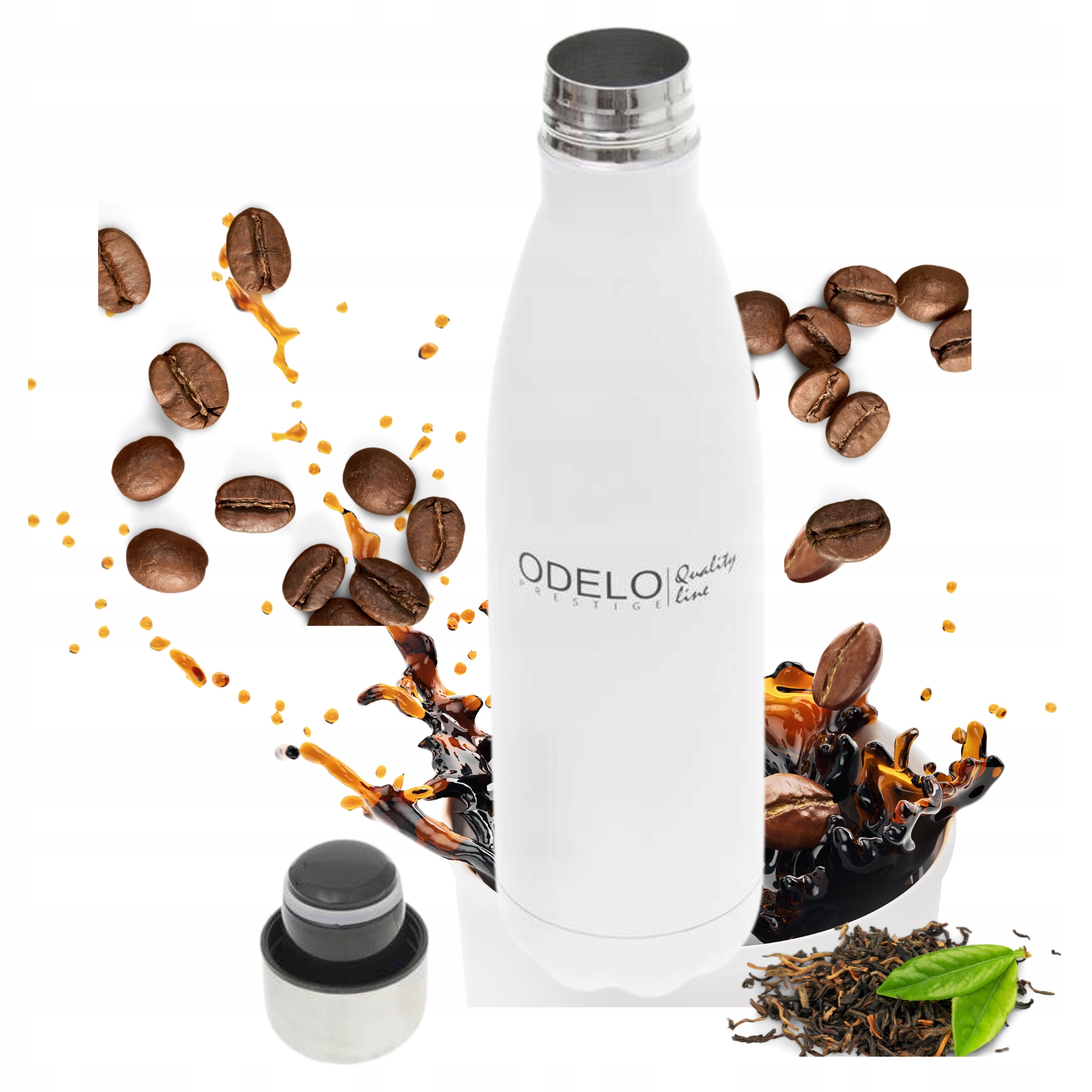 KUBEK BUTELKA BIAŁY MATOWY TERMICZNA 500ml KAWA WODA HERBATA