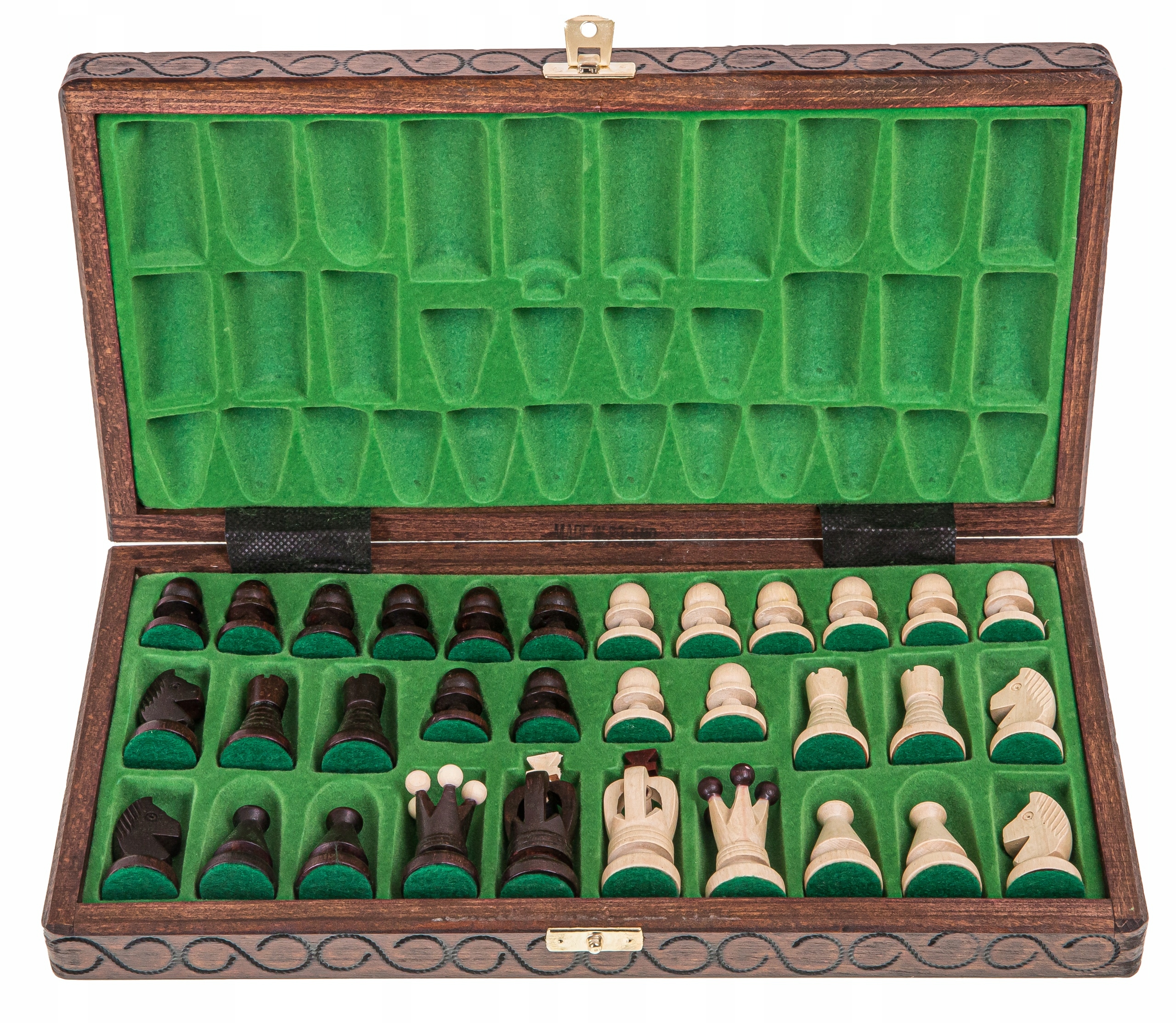 SQUARE - Szachy drewniane Klubowe Małe - 34 x 34 cm Wypalane Nazwa Szachy Klubowe Mini