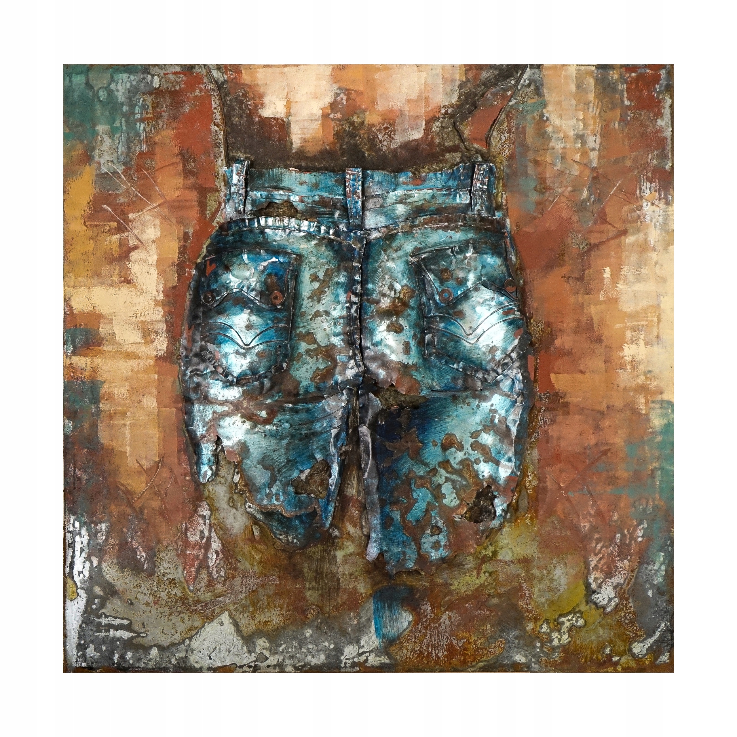 Obraz metalowy 3D Loft Jeans Back 100x100 cm