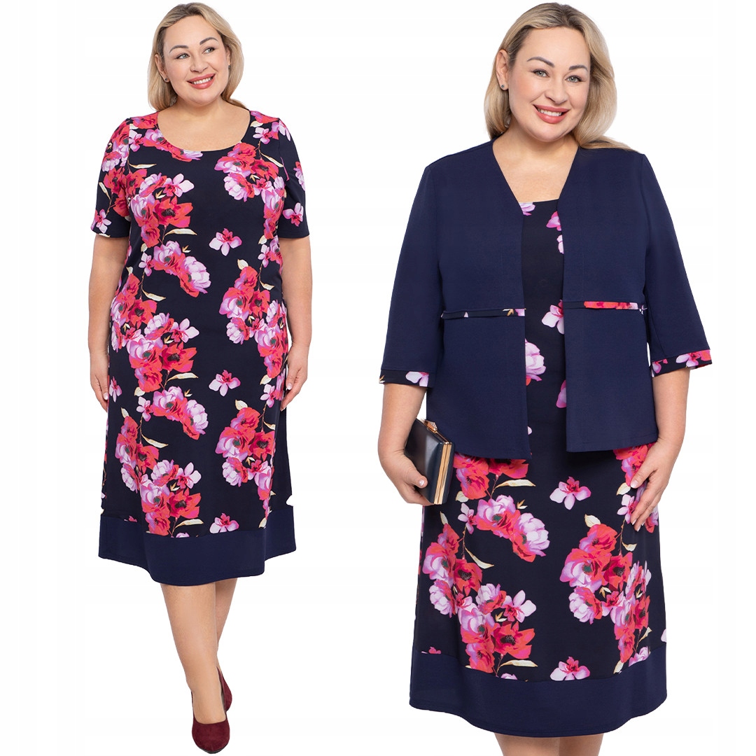 Tmavě modrá šaty sukně s sakem 48