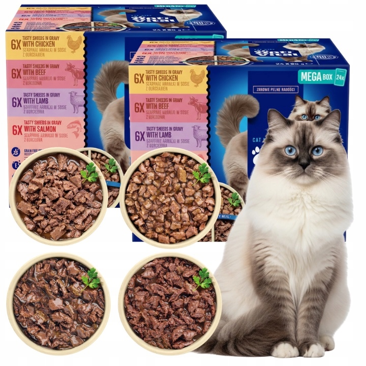 Levně Krmivo Mokré Pro Kočky Optivital 2X Box Sáčky MIX 4 Příchutí V Omáčce 48X85 G