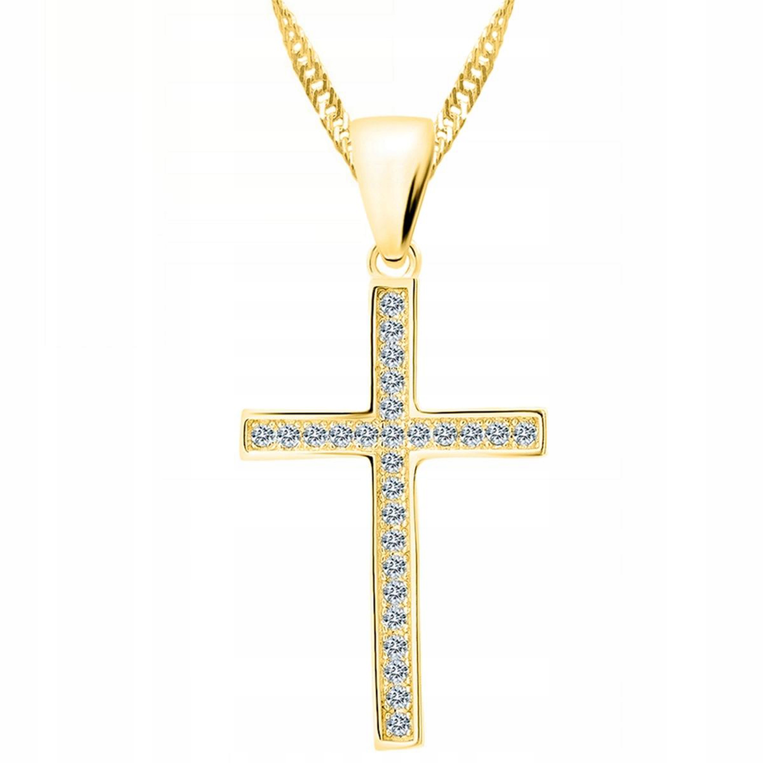 Zlatý Náhrdelník s Křížkem Kříž Náboženství Cross Křížek Stříbro 925